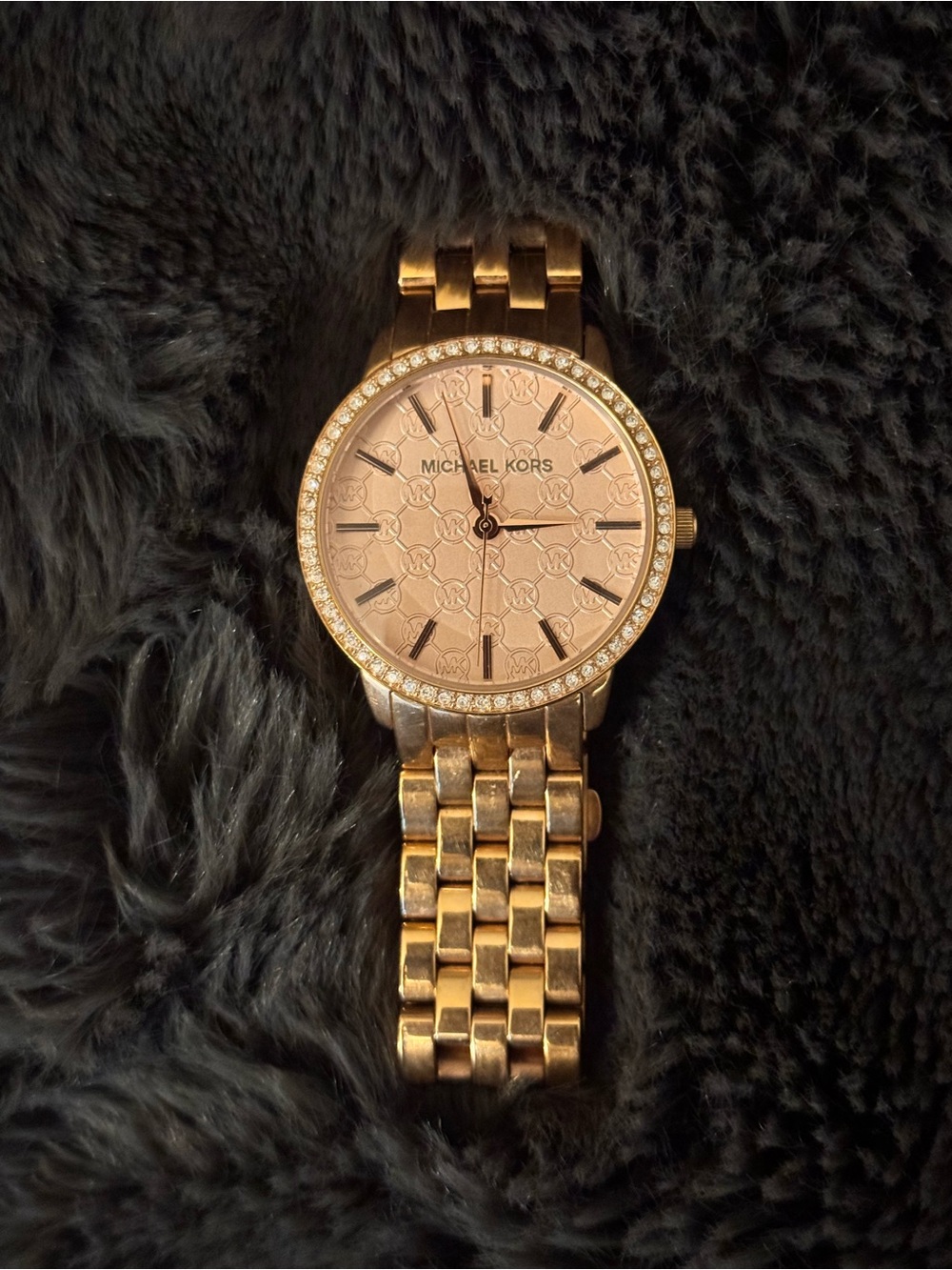 Michael Kors Rose Gold-Tone Crystal Bezel Women's Bracelet Watch